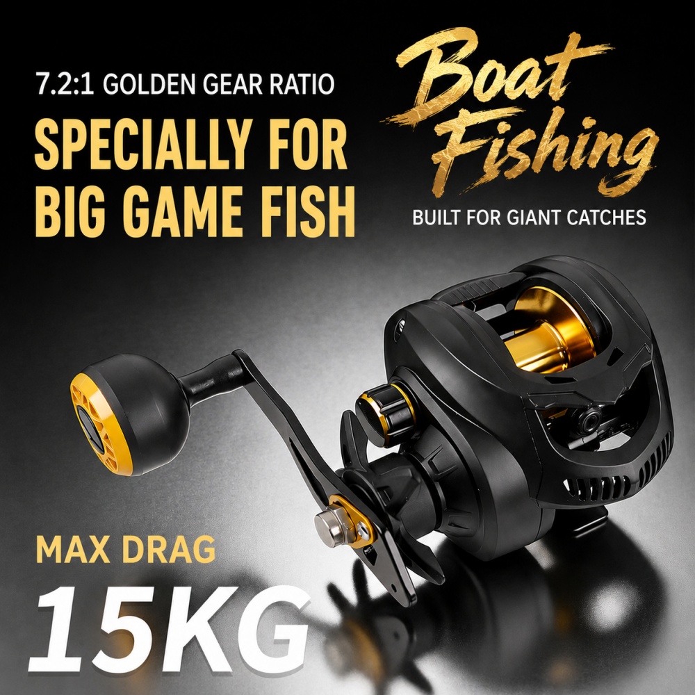 Trolling Reel - 7.2:1 Heavy Duty Baitcasting Reel 15kg